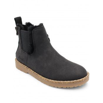 

Letter Embroidery Faux Fur Chelsea Boots, Black