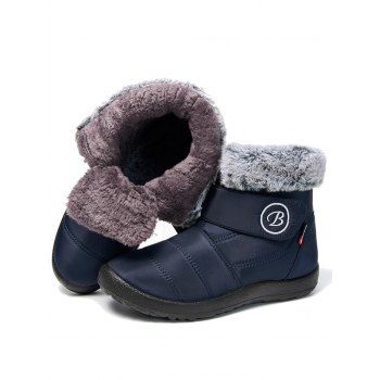 

Letter Embroidery Faux Fur Lining Winter Warm Snow Boots, Blue