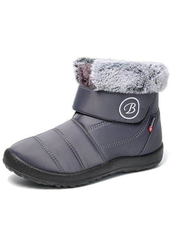 Letter Embroidery Faux Fur Lining Winter Warm Snow Boots - Gris EU 42