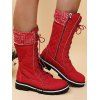 Non-slip Knit Panel Lace Up Mid Calf Boots - Rouge EU 42