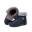 Letter Embroidery Faux Fur Lining Winter Warm Snow Boots - Bleu EU 35