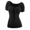 Short Sleeve Solid Color T-shirt Ruffles Bowknot Ruched Empire Waist Tee