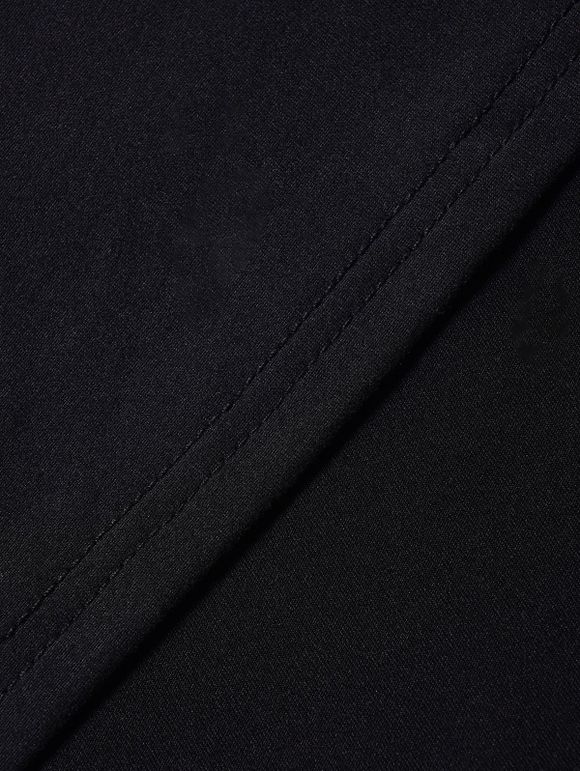 Robe Mi-Longue Haute Basse Panneau en Dentelle Epaule Dénudée à Manches Evasées Grande Taille - Noir 1X