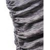 Lace Up Plunging Neck Knit Tee Ruched Pocket Patches Short Sleeve Long Knitted T-shirt - GRAY XXL