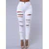 Pantalon Long Déchiré Zippé Déchiré en Denim - Blanc L
