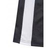 Pantalon Fluide Long Rayé Contrasté à Taille Haute avec Faux Bouton - Noir S