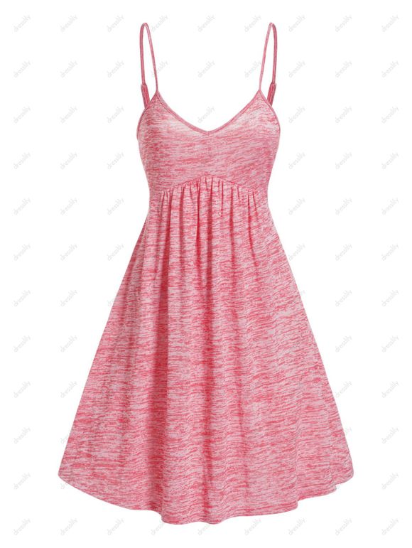 Ensemble de Haut à Capuche Chiné Noué en Avant Transparent et de Robe Mini à Bretelle à Taille Empire Ligne A - Rose clair L