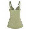 Twist Front Asymmetric Long Tank Top O Ring Strap Plunging Neck Backless Tank Top - LIGHT GREEN XL