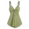 Twist Front Asymmetric Long Tank Top O Ring Strap Plunging Neck Backless Tank Top - LIGHT GREEN XXL