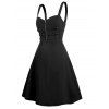 Zip Up O-ring Straps Mini Dress High Waist Backless Sweetheart Neck Sleeveless Cami Dress - BLACK XL