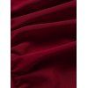 Halter Tankini Swimsuit Cut Out Plain Color Tummy Control Swimwear Padded High Waisted Bathing Suit - DEEP RED XXL