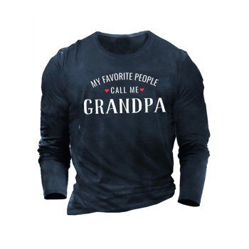 

Graphic T Shirt Heart Letter Print Round Neck Long Sleeve Casual Tee, Blue