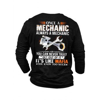 

Slogan Print Graphic T-shirt Long Sleeve Round Neck Casual Tee, Black
