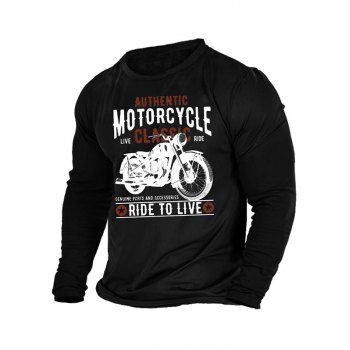 

Letter Bike Lip Print T Shirt Graphic T Shirt Round Neck Long Sleeve Casual Tee, Black