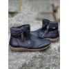 Colorblock Zippers PU Winter Flat Snow Boots - BLACK EU 40