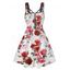 Mini Robe Évasée Cottagecore sans Manches à Imprimé Rose en Ligne A - Blanc XL