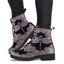 Flower Print Lace Up Warm Ankle Boots - Gris EU 39