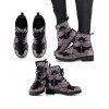 Flower Print Lace Up Warm Ankle Boots - Gris EU 39