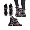 Flower Print Lace Up Warm Ankle Boots - Gris EU 36