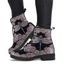 Flower Print Lace Up Warm Ankle Boots - Noir EU 36