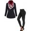 Ensemble avec Haut en Tricot à Carreaux Couleur Unie Détail d'Echarpe et Legging avec Bouton-Pression et - Noir S