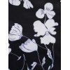 Robe Mi-Longue Superposée à Imprimé Fleur en Tulle Transparent Demi-Manche Faux Bouton en Ligne A - Noir XXL