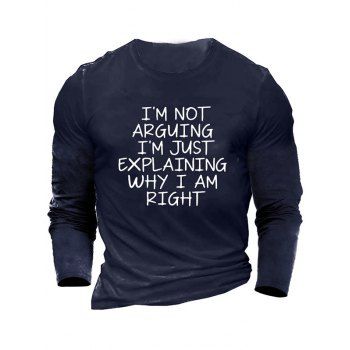 

Long Sleeve Contrast Slogan Print T-shirt Round Neck Casual Tee, Blue