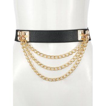 

Chain Embellishment Rivet Punk PU Belt, Black