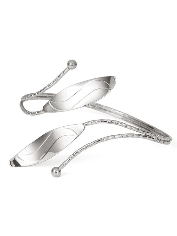 Brassard Tendance Réglable Motif Feuilles - Argent 1PC
