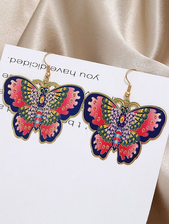 Boucles D'Oreilles Pendantes Papillon Colorées Style Bohémien - multicolor 