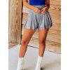 Glitter Metallic Shorts Shirred Elastic Wide High Waisted Mini Skorts - SILVER XL