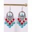 Boucles D'Oreilles Pendantes Motif Perles Turquoises Fantaisies Style Ethnique Rétro - Argent 1 PAIR