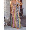 Bohemian Cami Dress Colored Printed Empire Waist Sleeveless A Line Maxi Ethnic Dress - multicolor A XL