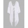 Cache-maillot de Bain Ajouré Evidé avec Franges en Crochet Transparent Chevron de Swimwear - Blanc ONE SIZE