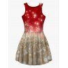 Light Spots Print High Waist Tank Dress Sleeveless Casual Scoop Neck Dress - multicolor L