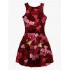 Allover Heart Print Valentine's Day Tank Dress Sleeveless Casual High Waist Dress - multicolor L