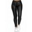 Pantalon Décontracté Long Zippé Courbe en Couleur Unie Grande Taille - Noir 4XL