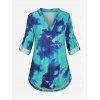 T-shirt Teinté Manches Longues Grande Taille - Vert 3X