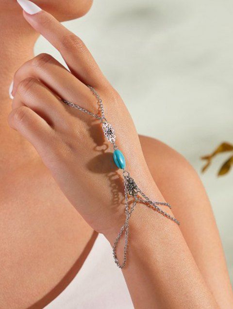 Bracelet Chaîne avec Fausse Turquoise Décorative