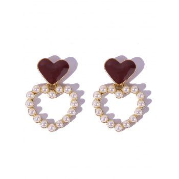 

Heart Faux Pearl Drop Earrings Valentine Earrings, Golden