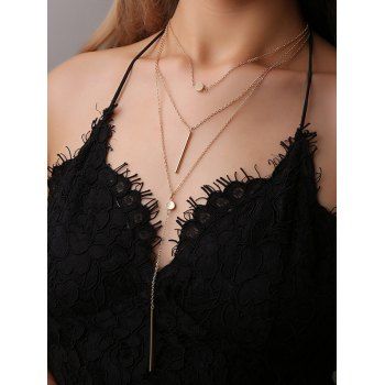 

Geometric Charms Trendy Layered Necklace, Golden