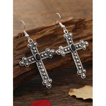 

Punk Drop Earrings Rivet Rhinestone Cross Earrings, Gunmetal