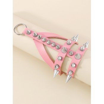 

Gothic Bracelet Faux Leather Rivet Punk Bracelet, Pink