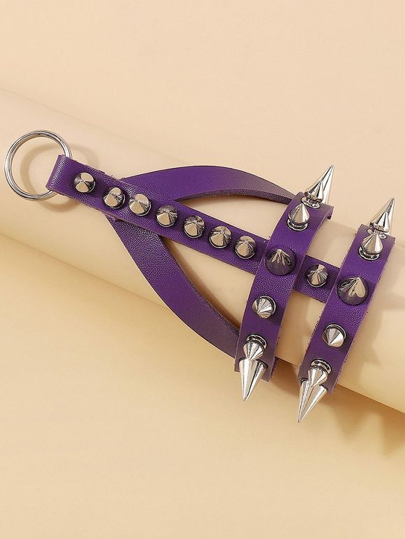 Bracelet en Simili Cuir Orné de Rivets Style Punk Gothique - Pourpre 