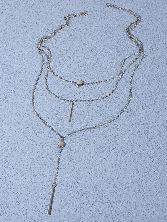 Collier Tendance à Plusieurs Branches Motif Géométrique - Argent 1PC