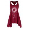 Celestial Sun Moon Print Asymmetric Tank Top Long Casual Tank Top