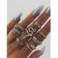 8 Pièces Ensemble de Bague Elégante Géométrique Serpent avec Strass - d'or 