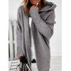 Cardigan à Capuche Chiné Ouvert en Avant à Goutte Epaule à Manches Longues - Gris L