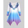 T-shirt Mouchoir en Couleur Ombrée à Imprimé Papillon de Grande Taille - multicolor 1X