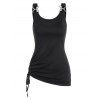 Solid Color Tank Top Rhinestone D Ring Cinched Casual Tank Top - BLACK XXL